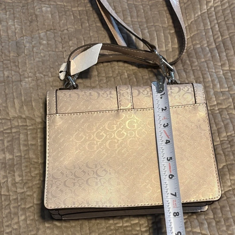 Guess Light Beige Monogram Crossbody Bag